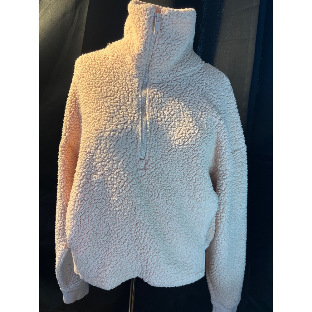 Champion C9 Womens Peach Pink Sherpa Fleece Quarter Zip Pullover Sweater Small